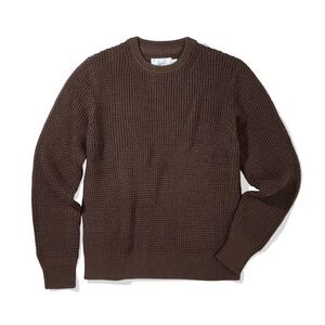 Grayers Men's Guernsey Waffle Crew Neck - Dark Earth